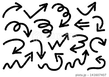 手書きの黒い矢印のアイコンセット 手書きの黒い矢印のアイコンセット 141607407