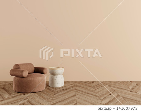 brown wooden table on yellow wall background brown wooden table on yellow wall background 141607975