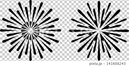 A set of silhouette illustrations with a fireworks (fireworks display, festival) motif, with transparent background. A set of silhouette illustrations with a fireworks (fireworks display, festival) motif, with transparent background. 141608243