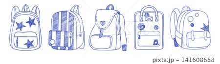 Cute School Backpack Doodle Set Cute School Backpack Doodle Set 141608688