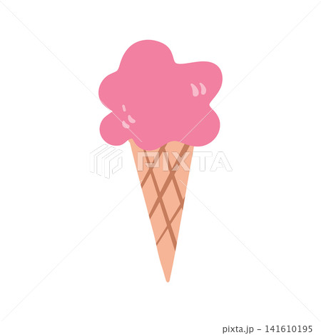 Doodle ice cream cone illustration. Colorful hand drawn sweet frozen dessert in waffle cone isolated on white in sketch style. Doodle ice cream cone illustration. Colorful hand drawn sweet frozen dessert in waffle cone isolated on white in sketch style. 141610195