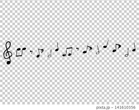 Musical note line art | Header, footer, and divider decorative border for music schools and wind ensembles (no outline, solid color, vector) 141610356