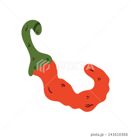 Doodle red hot chili pepper illustration. Colorful hand drawn spicy pepper isolated on white in sketch style. Doodle red hot chili pepper illustration. Colorful hand drawn spicy pepper isolated on white in sketch style. 141610368
