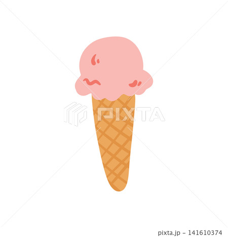 Doodle ice cream cone illustration. Colorful hand drawn sweet dessert in waffle cone isolated on white in sketch style. Doodle ice cream cone illustration. Colorful hand drawn sweet dessert in waffle cone isolated on white in sketch style. 141610374