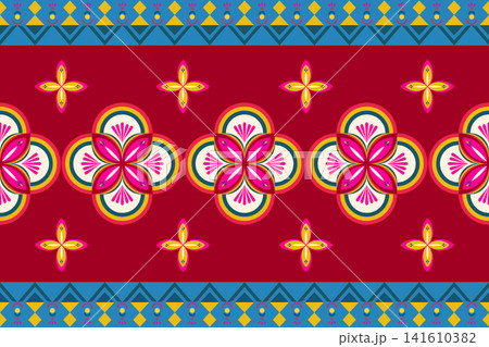 Geometric with floral pattern. floral Indian pattern, background, wallpaper, clothing, textile, wrapping, carpet, print, embroidery style Geometric with floral pattern. floral Indian pattern, background, wallpaper, clothing, textile, wrapping, carpet, print, embroidery style 141610382