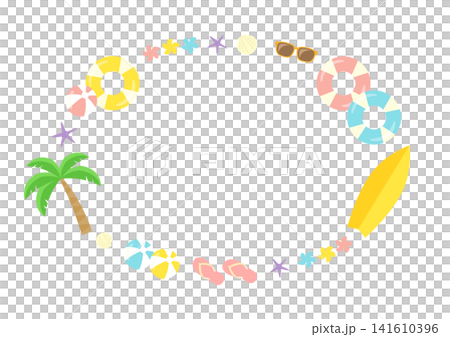 夏のかわいいフレームイラスト 夏のかわいいフレームイラスト 141610396