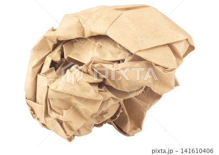 crumpled paper bag isolated on white background crumpled paper bag isolated on white background 141610406