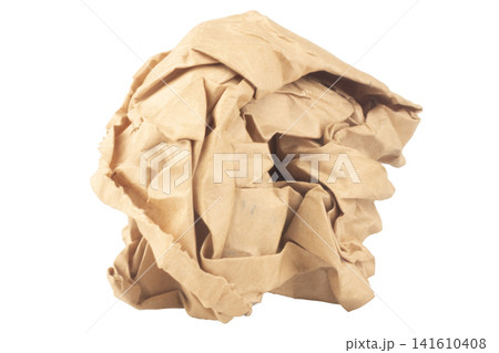 crumpled paper bag isolated on white background crumpled paper bag isolated on white background 141610408