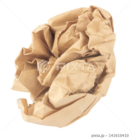 crumpled paper bag isolated on white background 141610410