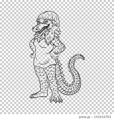 Cuca Line Art a figure of Brazilian folklore Cuca Line Art a figure of Brazilian folklore 141610763