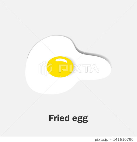 Fried egg in cartoon style, food and drink card for kid, preschool activity for children, vector illustration 141610790