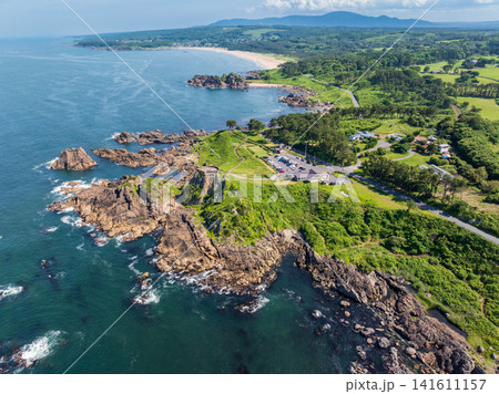 空撮「青森県」初夏の種差海岸の風景 八戸市 空撮「青森県」初夏の種差海岸の風景 八戸市 141611157