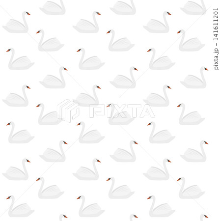 Vector seamless pattern of outline flat swan Vector seamless pattern of outline flat swan 141611201