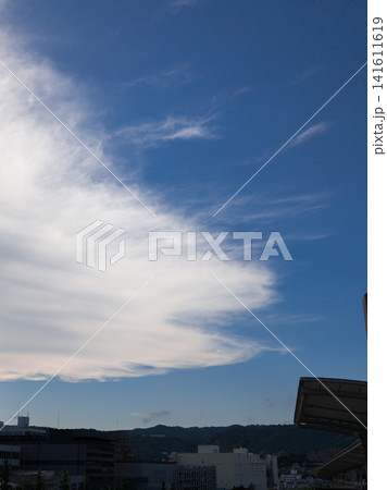 街の上に広がる魚のような形の雲 141611619