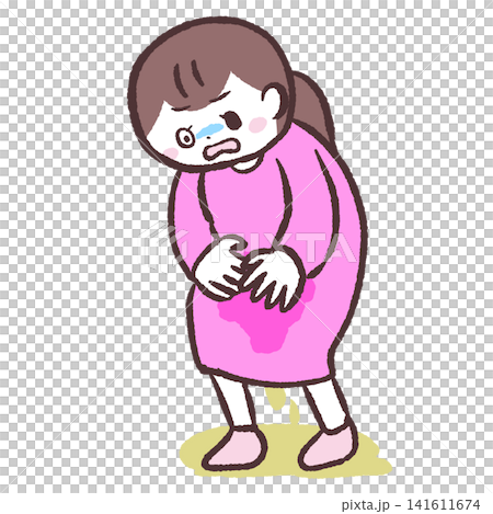 一幅女性漏水的插圖 一幅女性漏水的插圖 141611674