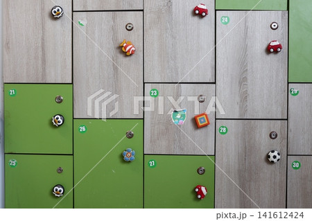 Geometric pattern of locker doors. Geometric pattern of locker doors. 141612424