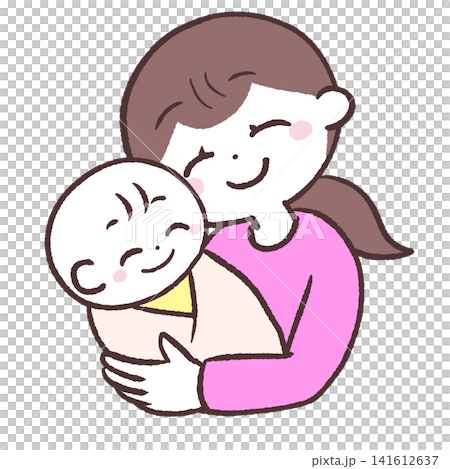 赤ちゃんを抱っこする笑顔の女性のイラスト 赤ちゃんを抱っこする笑顔の女性のイラスト 141612637