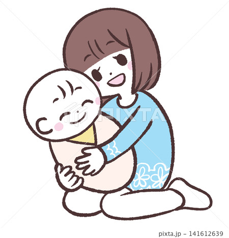 赤ちゃんを抱きしめる女の子のイラスト 141612639