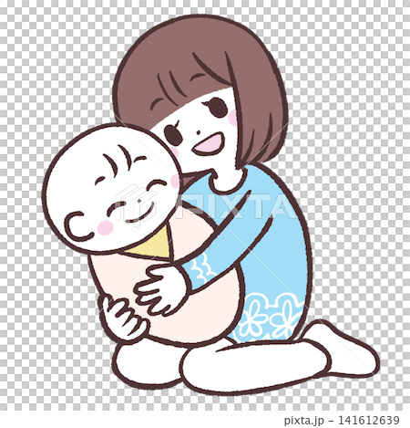 赤ちゃんを抱きしめる女の子のイラスト 141612639