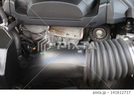 View under the hood of the car. View under the hood of the car. 141612717