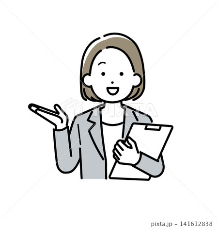 案内するスーツ姿の女性のイラスト 案内するスーツ姿の女性のイラスト 141612838