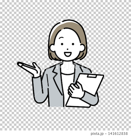 案内するスーツ姿の女性のイラスト 案内するスーツ姿の女性のイラスト 141612838