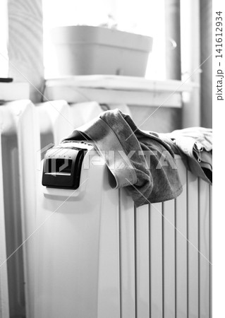 There are underpants on the oil cooler. There are underpants on the oil cooler. 141612934