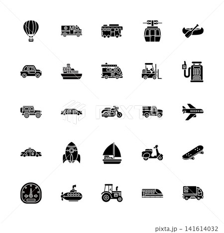 transportation, transport and vehicle vector icon set design solid style. perfect use for logo, presentation, website, and more. modern icon set design glyph style 141614032
