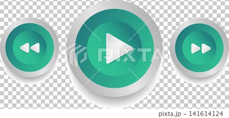 Mint green 3D rounded audio media player control buttons set layout template with play rewind icons for music app user interface UI UX design Mint green 3D rounded audio media player control buttons set layout template with play rewind icons for music app user interface UI UX design 141614124