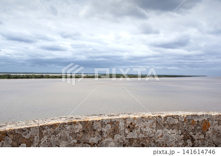 Panoramic view of the river from the terrace of a fortress Panoramic view of the river from the terrace of a fortress 141614746