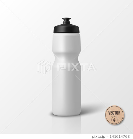 Vector 3d White Sports Water Bottle with Reflection. White Plastic Fitness Bottle Isolated. Reusable Drink Bottle. Gym Hydration Design Vector 3d White Sports Water Bottle with Reflection. White Plastic Fitness Bottle Isolated. Reusable Drink Bottle. Gym Hydration Design 141614768