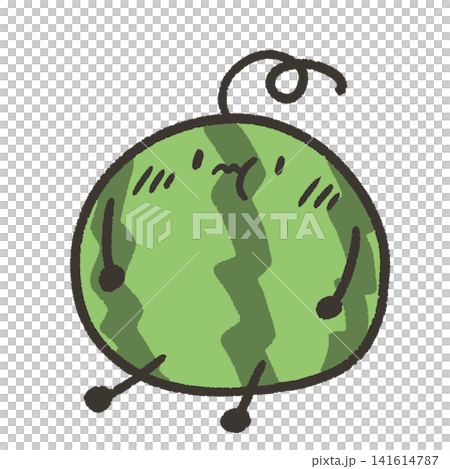 一幅生動的西瓜插圖,畫中的西瓜甚至長出了手臂和腿。 一幅生動的西瓜插圖,畫中的西瓜甚至長出了手臂和腿。 141614787
