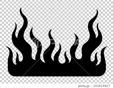 Flame icon silhouette in black on white background burning bright to show heat energy and warning for design Flame icon silhouette in black on white background burning bright to show heat energy and warning for design 141614927