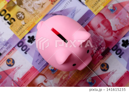A piggy bank as a concept for storing, accumulating, and saving financial resources. A piggy bank A piggy bank as a concept for storing, accumulating, and saving financial resources. A piggy bank 141615235
