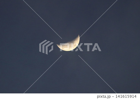 new moon or crescent moon up close in a dark blue night sky new moon or crescent moon up close in a dark blue night sky 141615914