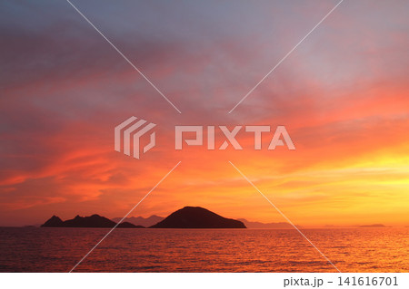 Seaside town of Turgutreis and spectacular sunsets Seaside town of Turgutreis and spectacular sunsets 141616701