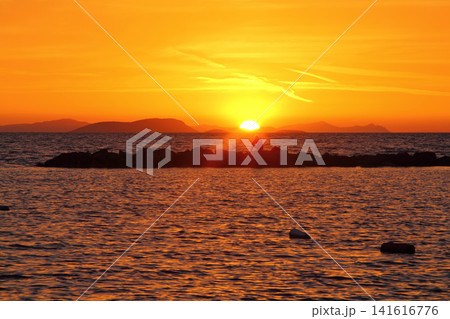 Seaside town of Turgutreis and spectacular sunsets Seaside town of Turgutreis and spectacular sunsets 141616776