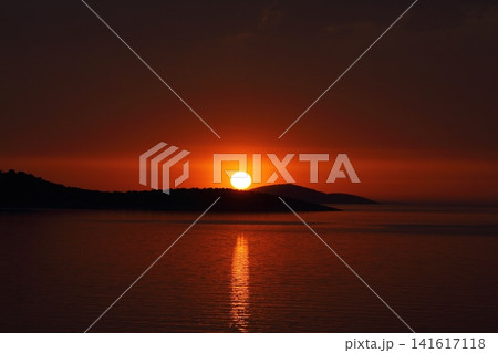 Seaside town of Turgutreis and spectacular sunsets Seaside town of Turgutreis and spectacular sunsets 141617118