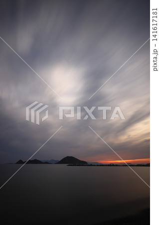 sunset on the beach. Seaside town of Turgutreis and spectacular sunsets. Selective Focus. Long Exposure shoot. tranquility scene. 141617181
