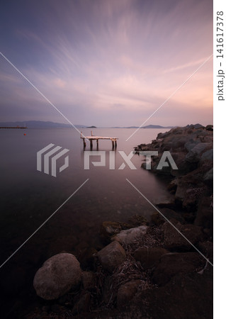 Pier and spectacular sunset in Bodrum Pier and spectacular sunset in Bodrum 141617378
