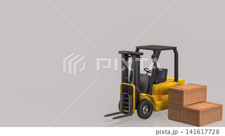 Industrial Forklift with Wooden Cargo Crates for Warehouse Logistics 3d render. Industrial Forklift with Wooden Cargo Crates for Warehouse Logistics 3d render. 141617728