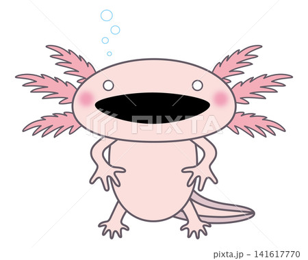 立つ白目のウーパールーパーのイラスト 141617770