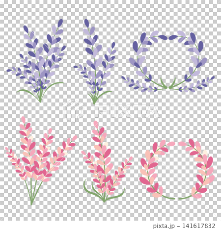 set of twigs with a wreath of flowers set of twigs with a wreath of flowers 141617832