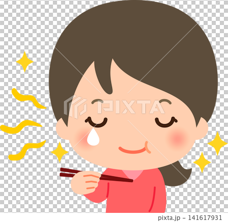 A young woman savoring the meal with emotion. A young woman savoring the meal with emotion. 141617931