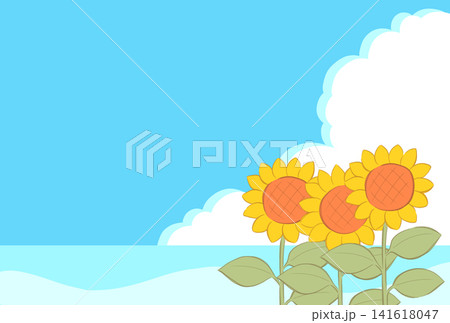 夏空とひまわりのイラスト 夏空とひまわりのイラスト 141618047