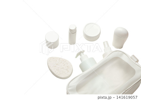 Neatly arranged cosmetics in a toiletry bag, isolated, PNG Neatly arranged cosmetics in a toiletry bag, isolated, PNG 141619057