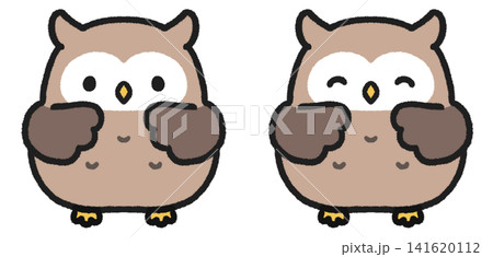 かわいいミミズクのイラストセット かわいいミミズクのイラストセット 141620112