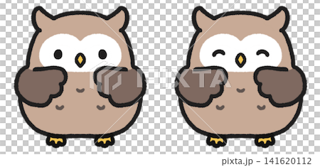 かわいいミミズクのイラストセット かわいいミミズクのイラストセット 141620112