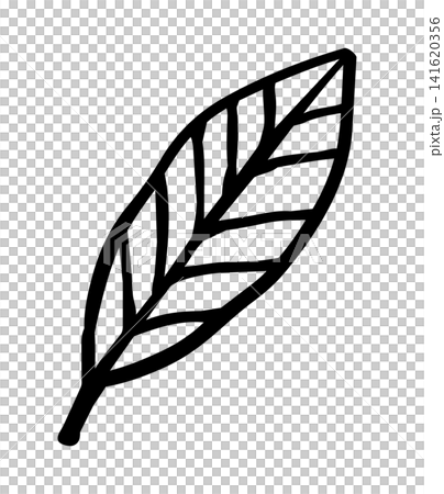 手繪風格的茶葉和茶芽線條藝術插圖 141620356