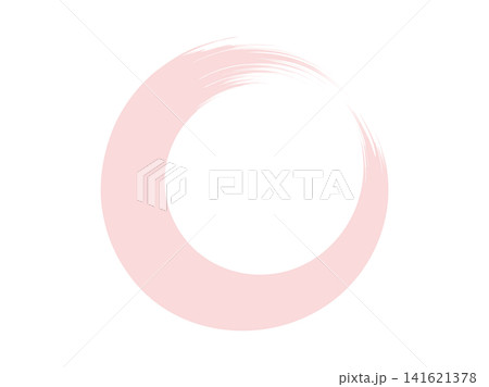 筆文字　丸い円　ピンク色　桜色サクラ 141621378